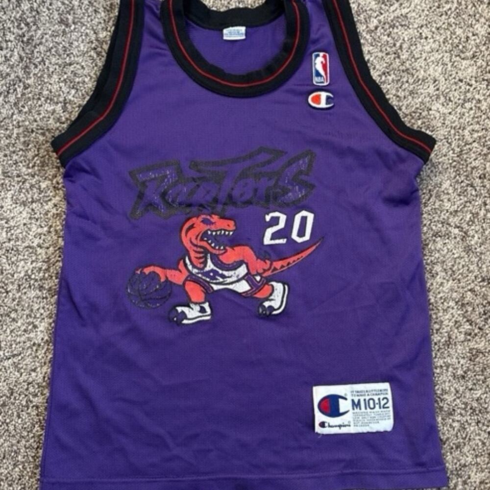 90s DAMON STOUDAMIRE Champion TORONTO RAPTORS Purple Dino Jersey Youth M 10-12